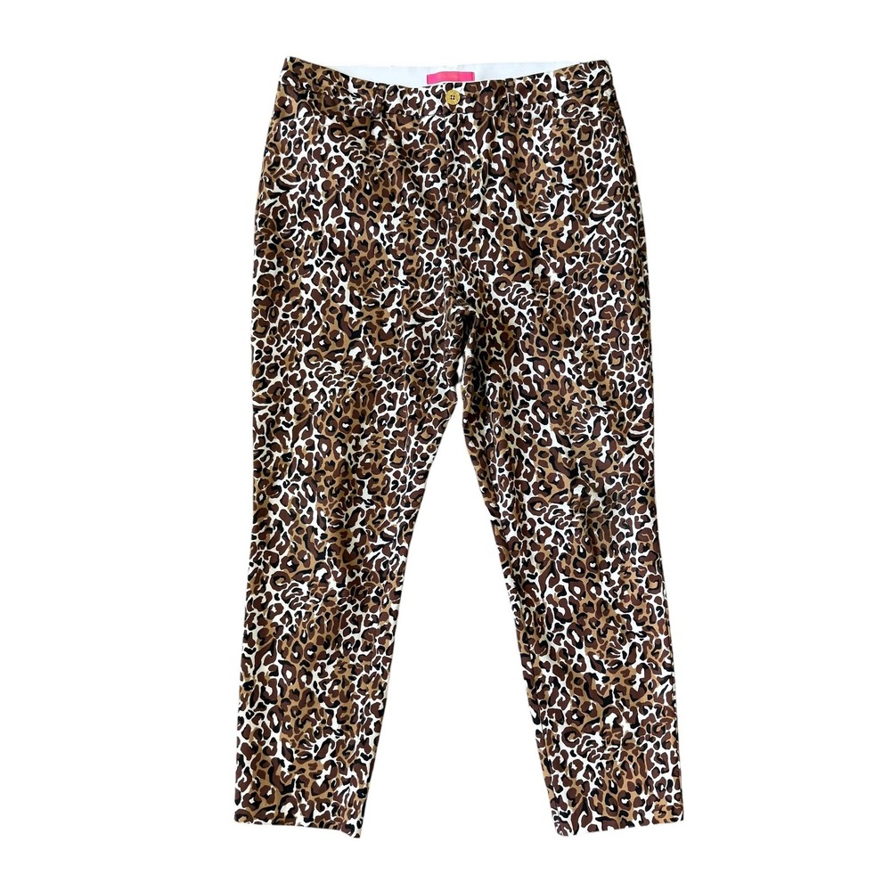 Lilly Pulitzer Brown White Black Leopard Print Cropped Pants